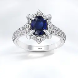 2.04 carat Sapphire Diamond Ring - 1