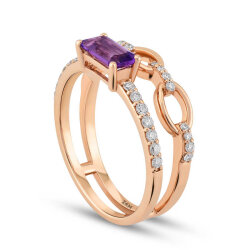 0.56 ct.Amethyst Diamond Diamond Ring - 3