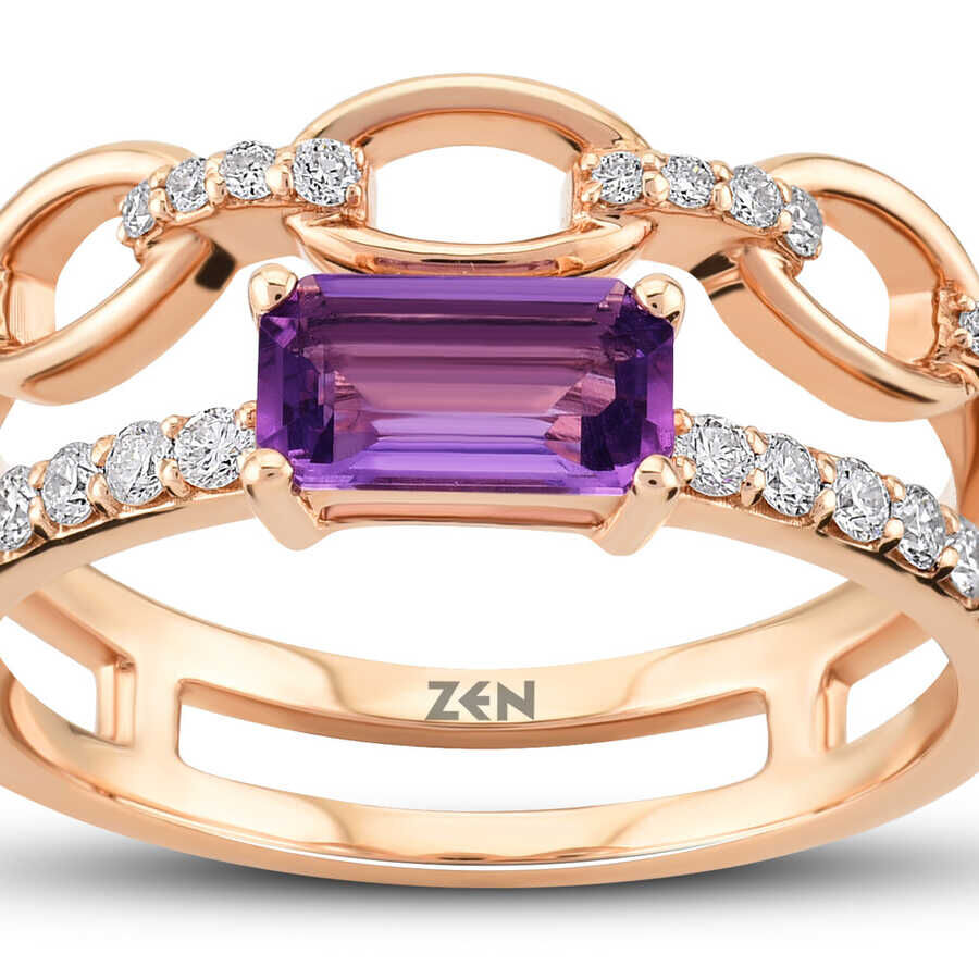 0.56 ct.Amethyst Diamond Diamond Ring - 4