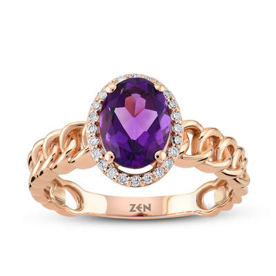 1.04 ct.Amethyst Diamond Ring - 1