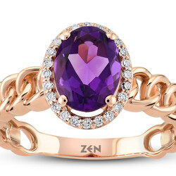 1.04 ct.Amethyst Diamond Ring - 2