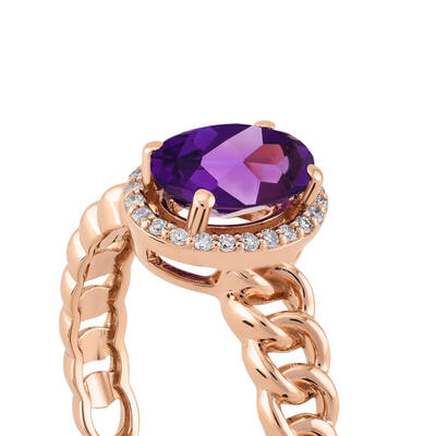 1.04 ct.Amethyst Diamond Ring - 4