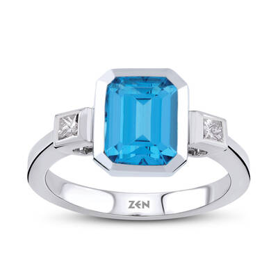 1.86 ct.Blue Topaz Diamond Ring - 1