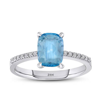 1.06 ct.Blue Topaz Diamond Ring - 1