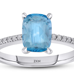 1.06 ct.Blue Topaz Diamond Ring - 3