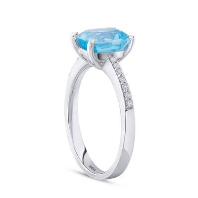 1.06 ct.Blue Topaz Diamond Ring - 4