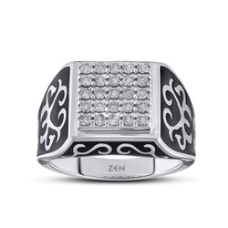 0.53 ct.Diamond Silver Man Diamond Ring - 1