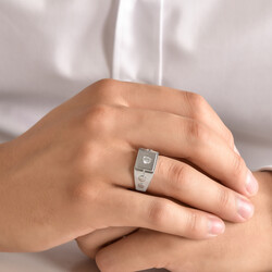0.30 ct.Diamond Silver Man Diamond Ring - 5