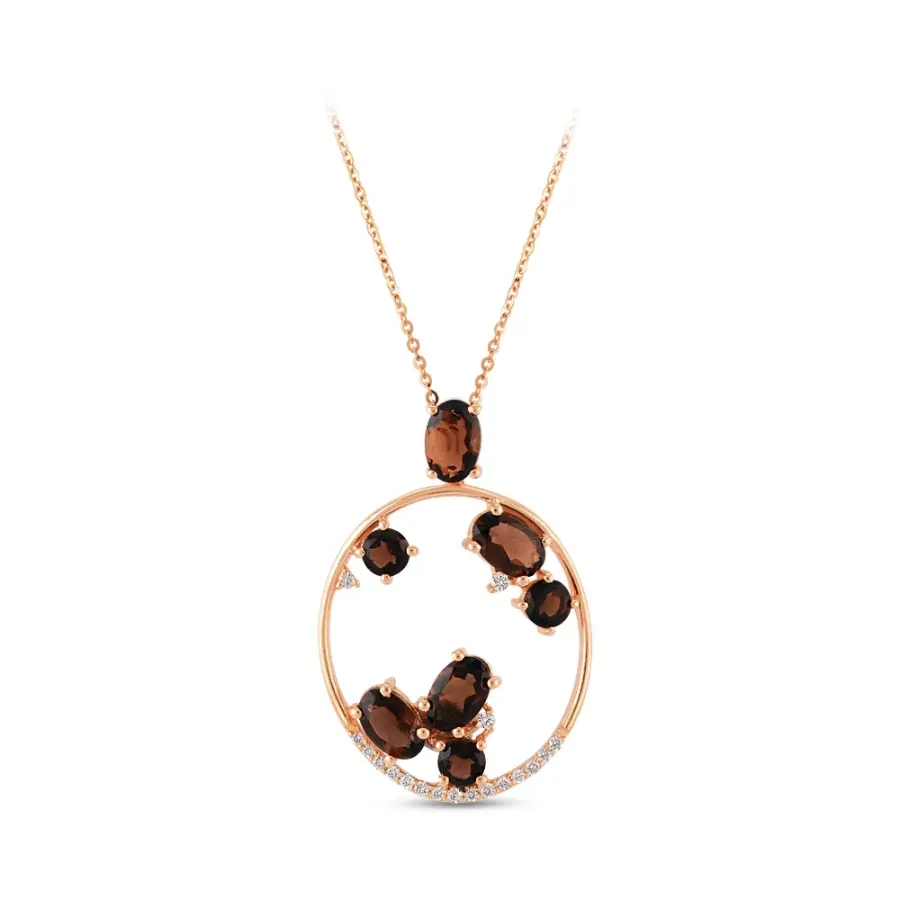 2.07 ct.Smoky Quartz Diamond Pendant - 2