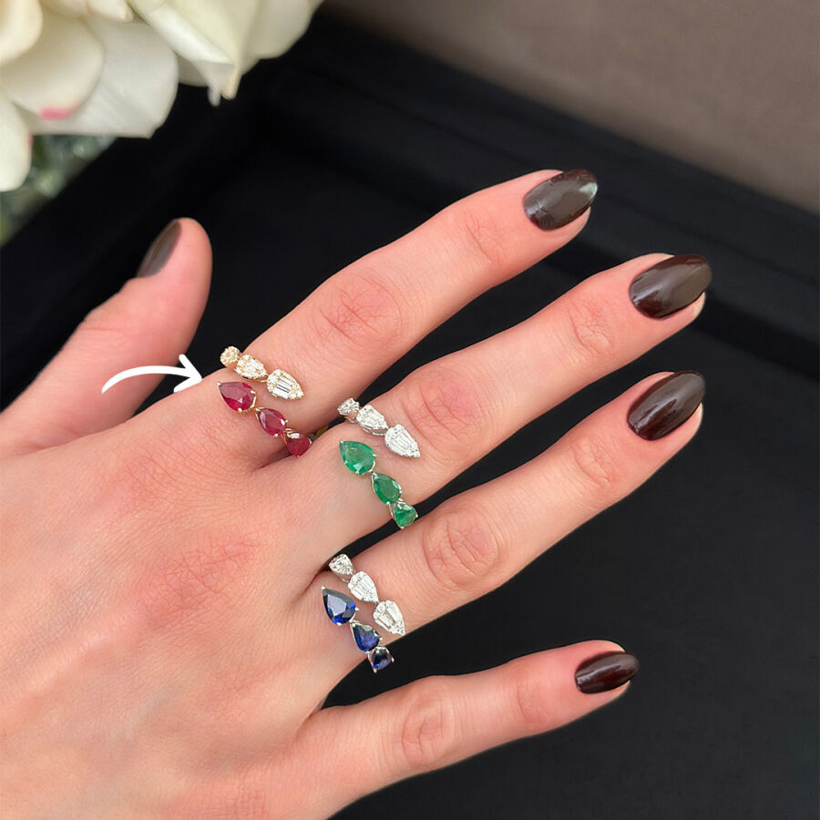 خاتم مرصّع بالألماس مع حجر الياقوت 2.08 قيراط - 3