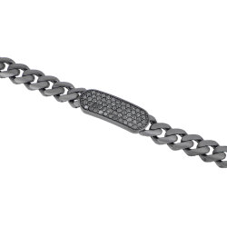 2.08 Carat Black Diamond Silver Men Bracelet - 1