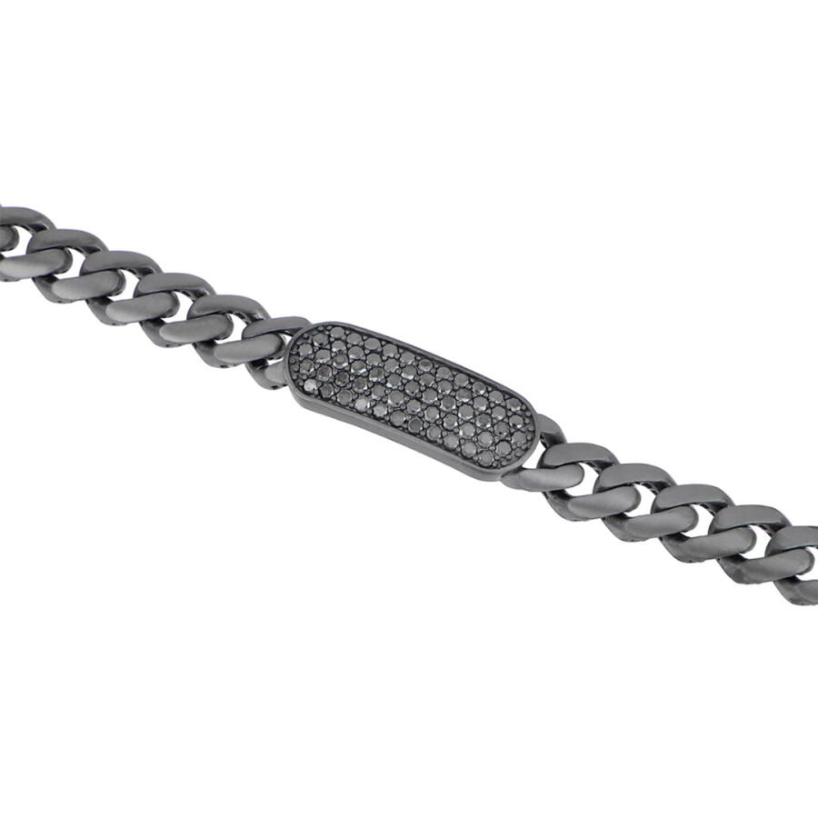 2.08 Carat Black Diamond Silver Men Bracelet - 1