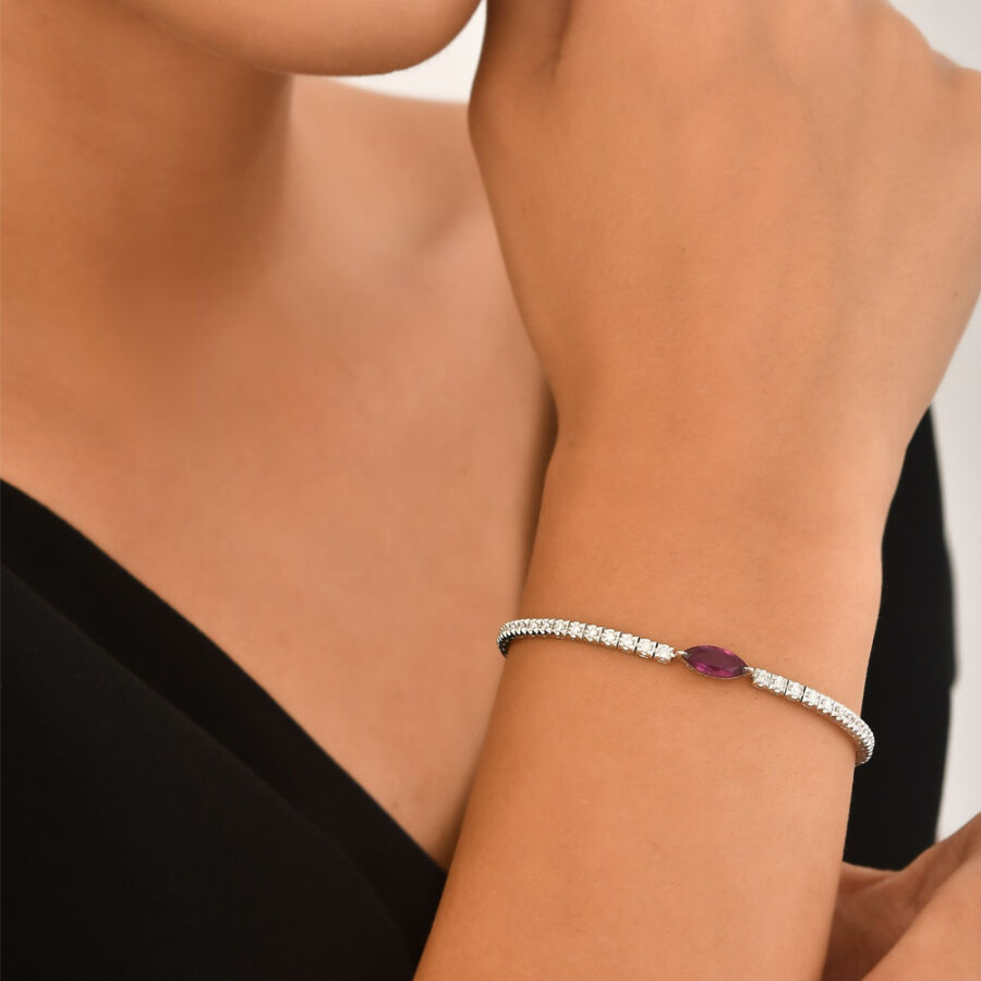 سوار مرصّع بالألماس مع حجر الياقوت 2.09 قيراط - 1