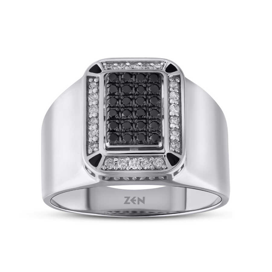 Mens Modern 14K White Gold 1.25 Ct Princess Black Diamond Wedding Ring  R1131-14KSWGBD | Bae Jewel Co.