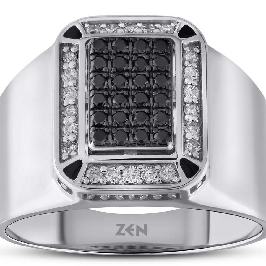 Wavy Top Notch Men's Platinum Diamond Ring