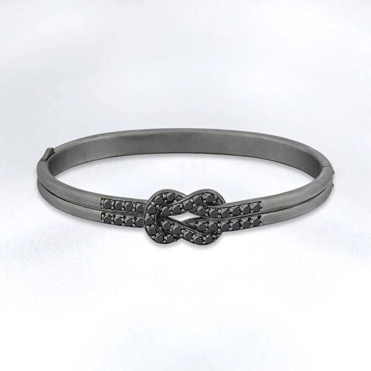 سوار فضة مرصع بالألماس الأسود 2,10 قراط - Zen Diamond