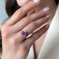 خاتم مرصّع بالألماس مع حجر الياقوت 2.12 قيراط - Zen Diamond