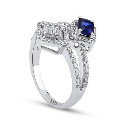 0.99 ct.Sapphire Baguette Diamond Ring - 3