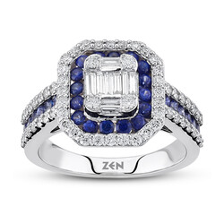 1.40 ct.Sapphire Baguette Diamond Ring - 1