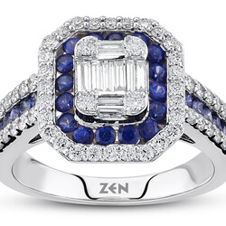 1.40 ct.Sapphire Baguette Diamond Ring - 2