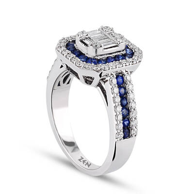 1.40 ct.Sapphire Baguette Diamond Ring - 3