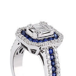 1.40 ct.Sapphire Baguette Diamond Ring - 4