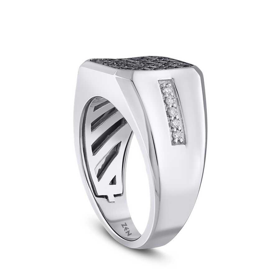 Customised Platinum Ring with Black Stone