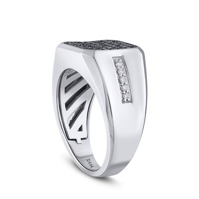 0.60 ct.Black Diamond Silver Man Ring - 3