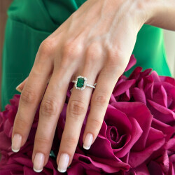 خاتم مرصع بالألماس مع حجر الزمرد 2,18 قراط - Zen Diamond