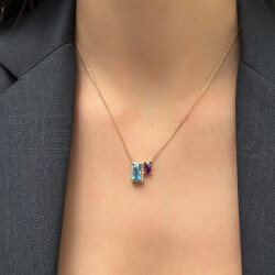 2.20 ct.Amethyst & Blue Topaz Diamond Pendant - Zen Diamond