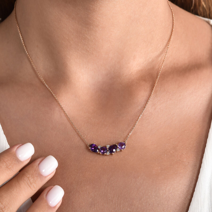 2.22 ct.Amethyst Diamond Pendant - 2