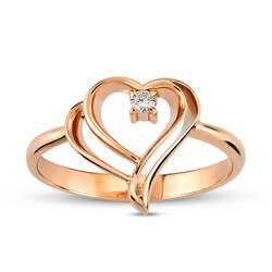 0.03 ct.Love Collection Heart Diamond Ring - 1