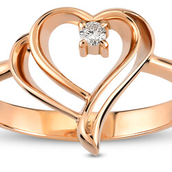 0.03 ct.Love Collection Heart Diamond Ring - 2