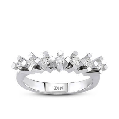 0.29 ct.Love Compass 7 Stone Diamond Ring - 2