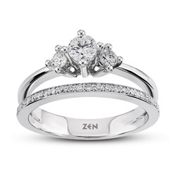 0.54 ct.Tria & Half Eternity Diamond Ring - 1
