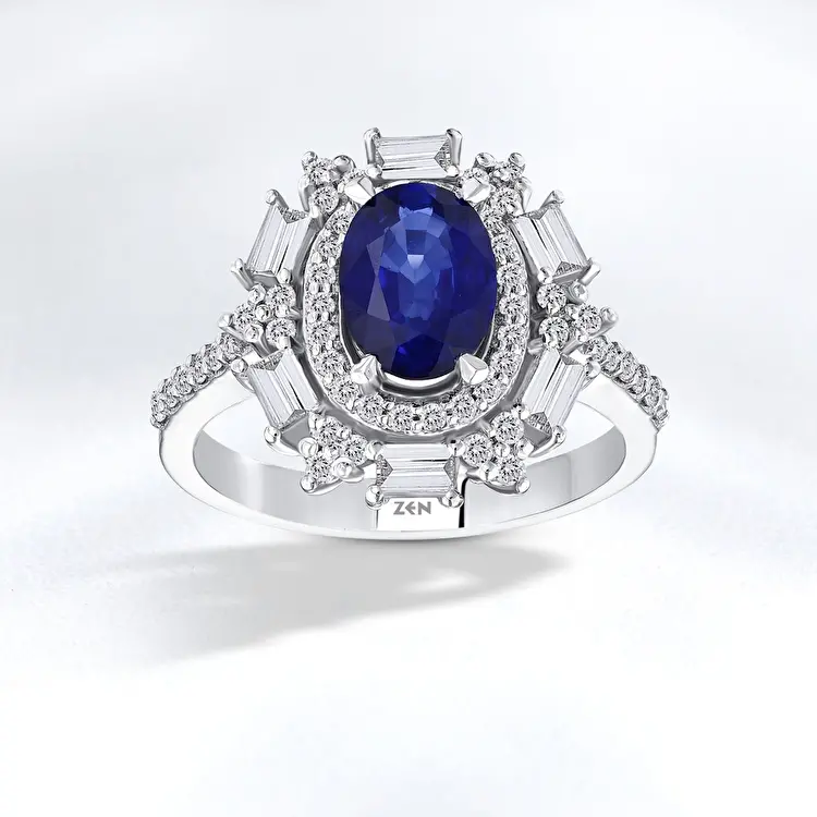 2.32 ct.Baguette Sapphire Diamond Ring - 1