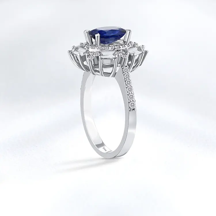 2.32 ct.Baguette Sapphire Diamond Ring - 2