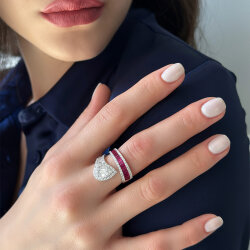 خاتم مرصّع بالألماس مع حجر الياقوت 2.35 قيراط - Zen Diamond