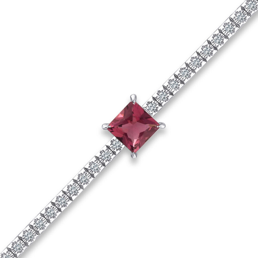 سوار مرصّع بالألماس مع حجر التورمالين 2.46 قيراط - 3