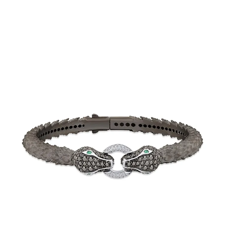 2.55 Carat Black Diamond Silver Men's Bracelet - 1