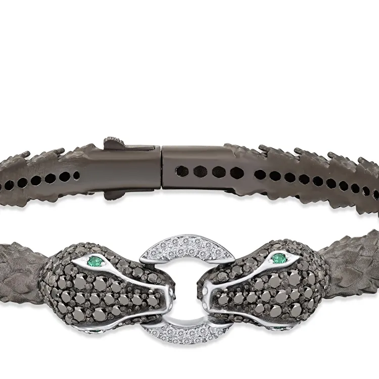 2.55 Carat Black Diamond Silver Men's Bracelet - 2