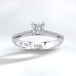 0.49 ct.Princess Cut Solitaire Diamond Ring - 1