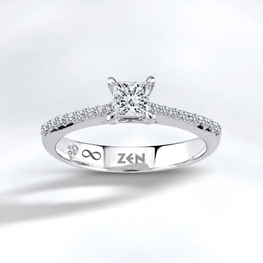 0.49 ct.Princess Cut Solitaire Diamond Ring - 1