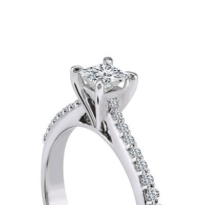 0.49 ct.Princess Cut Solitaire Diamond Ring - 5