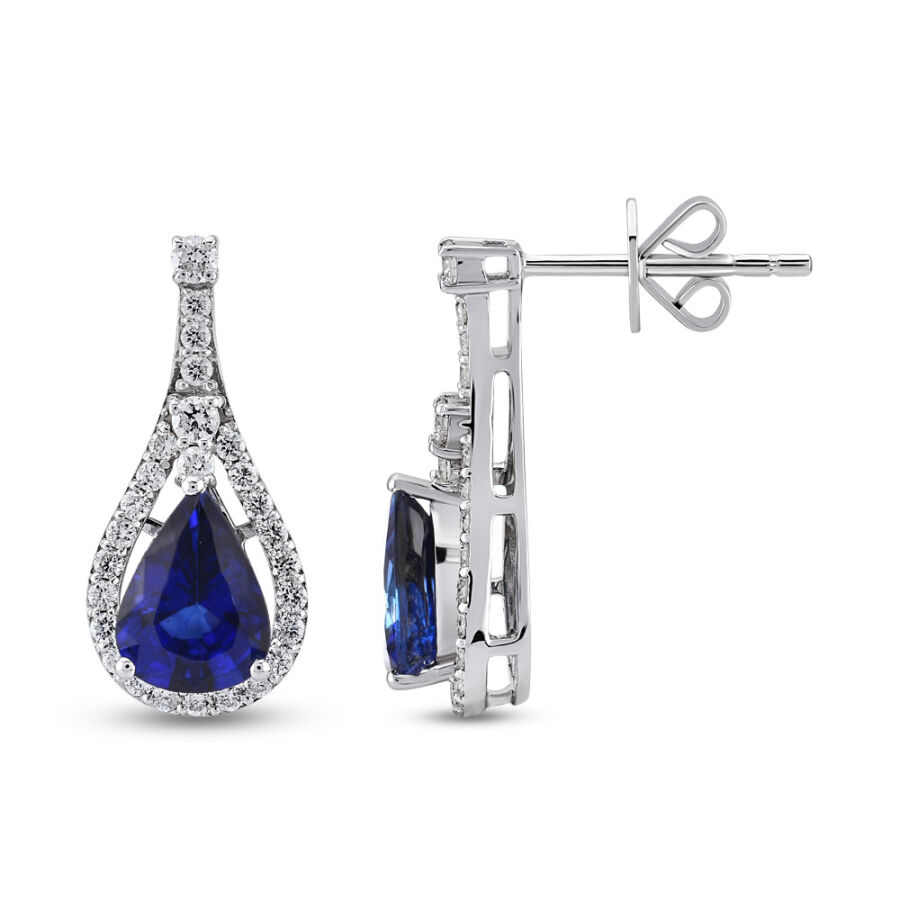 2.66 ct.Sapphire Diamond Earrings - 1