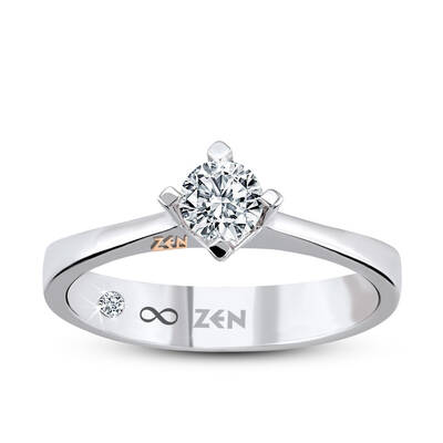 0.12 ct.Love Compass Solitaire Diamond Ring - 1