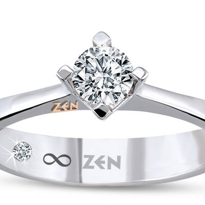 0.12 ct.Love Compass Solitaire Diamond Ring - 2