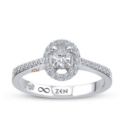 0.37 ct.Oval Solitaire Diamond Ring - 1