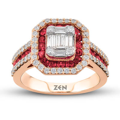 1.30 ct.Ruby Baguette Diamond Ring - 1