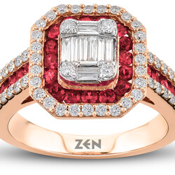 1.30 ct.Ruby Baguette Diamond Ring - 2